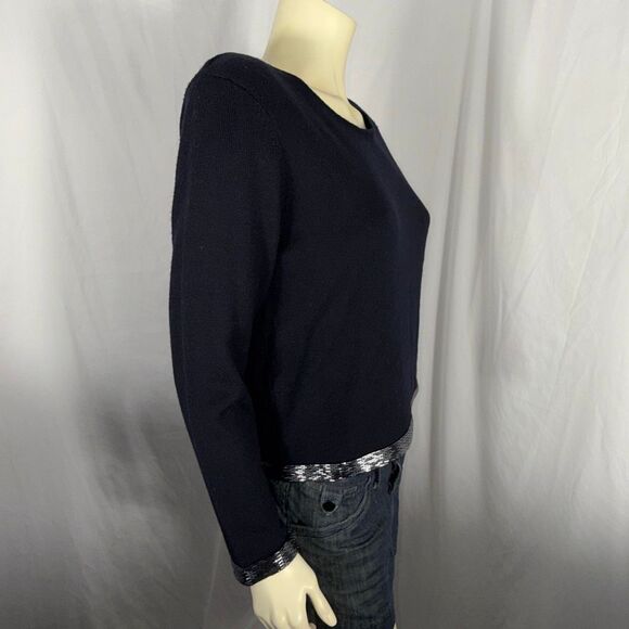 Jones New York 100% Merino Wool Black Sweater w/ Sequin Trim — Size M — New w/ T - Picture 7 of 16